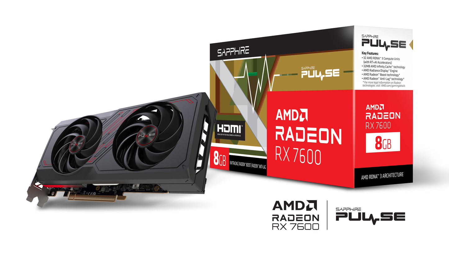 SAPPHIRE PULSE AMD RADEON RX 7600 GAMING OC 8G GDDR6