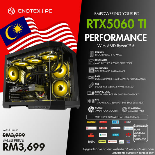 AMD Ryzen™ 5 7500F NVIDIA RTX™ 5060 Ti 8GB GDDR7