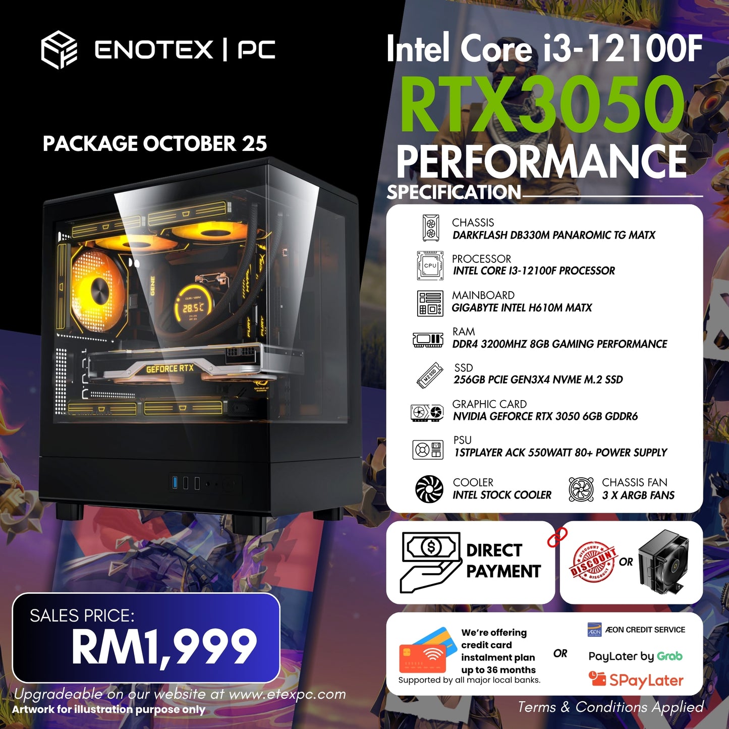 intel 12Gen i3-12100F NVIDIA RTX™ 3050 6GB GDDR6