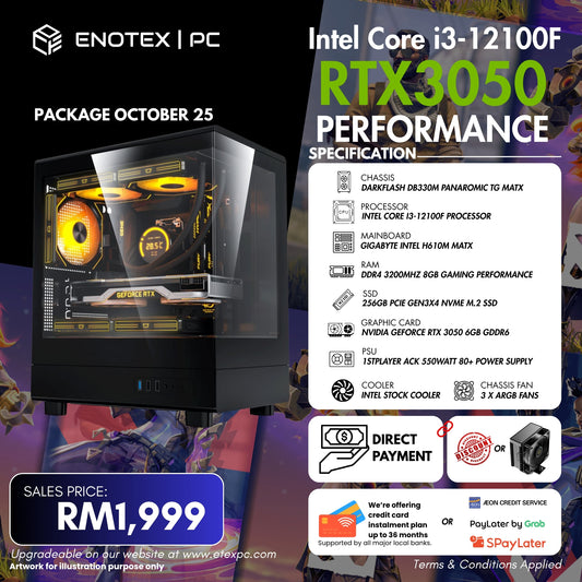 intel 12Gen i3-12100F NVIDIA RTX™ 3050 6GB GDDR6